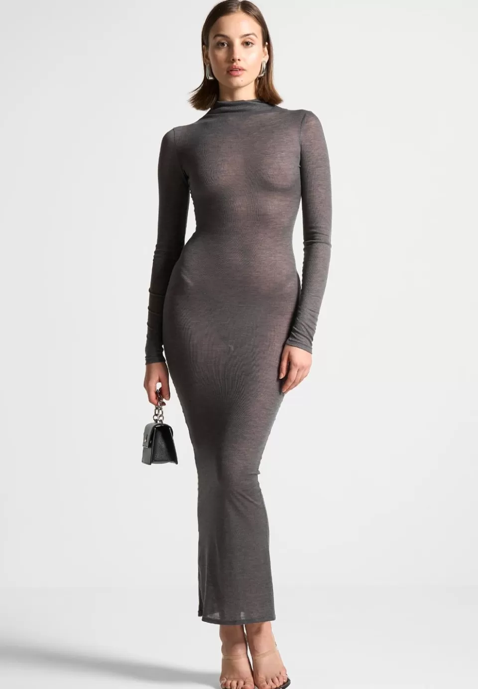 Manière De Voir Eternelle Mock Neck Sheer Midaxi Dress>Woman Dresses