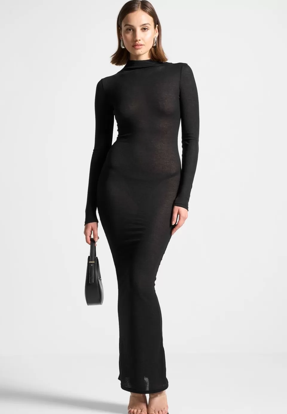 Manière De Voir Eternelle Mock Neck Sheer Midaxi Dress>Woman Dresses