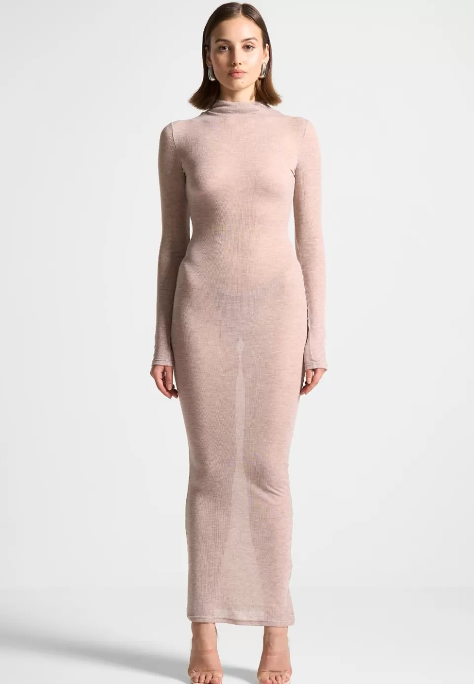 Manière De Voir Eternelle Mock Neck Sheer Midaxi Dress>Woman Dresses