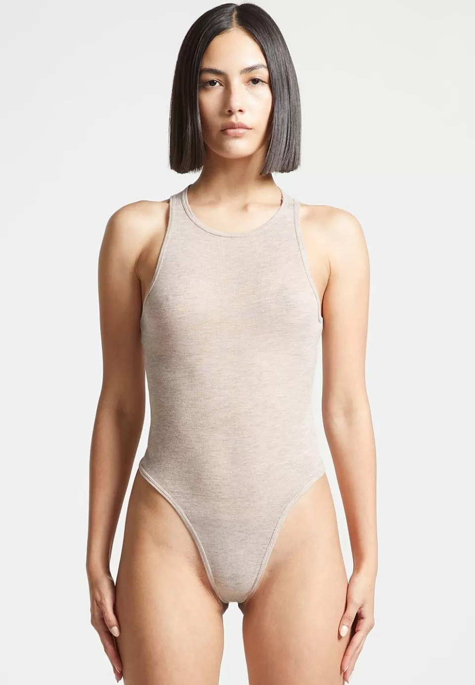 Manière De Voir Eternelle Sheer Racer Neck Bodysuit>Woman Bodysuits