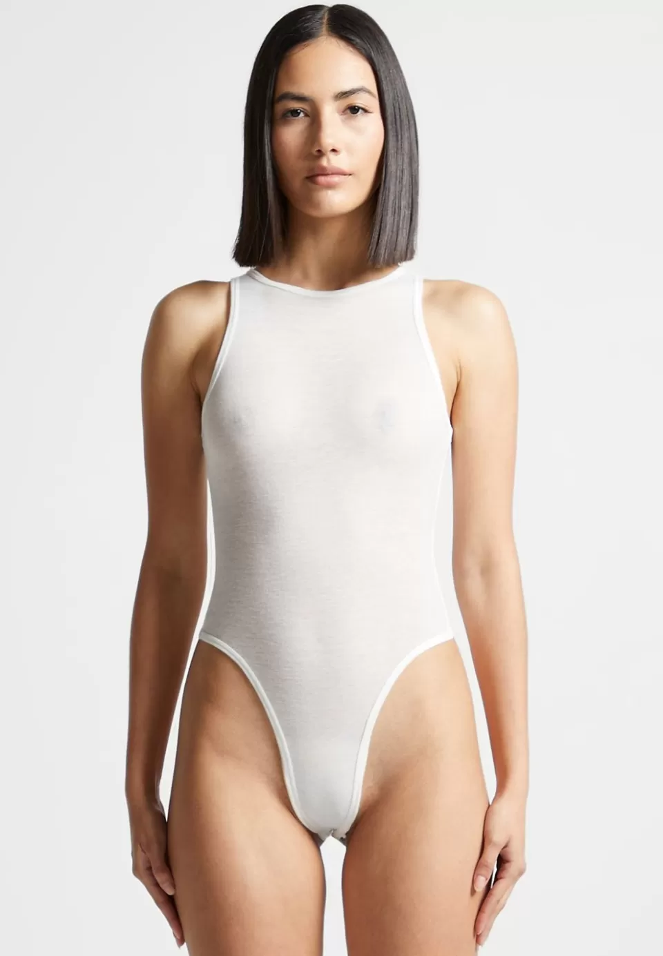 Manière De Voir Eternelle Sheer Racer Neck Bodysuit>Woman Bodysuits