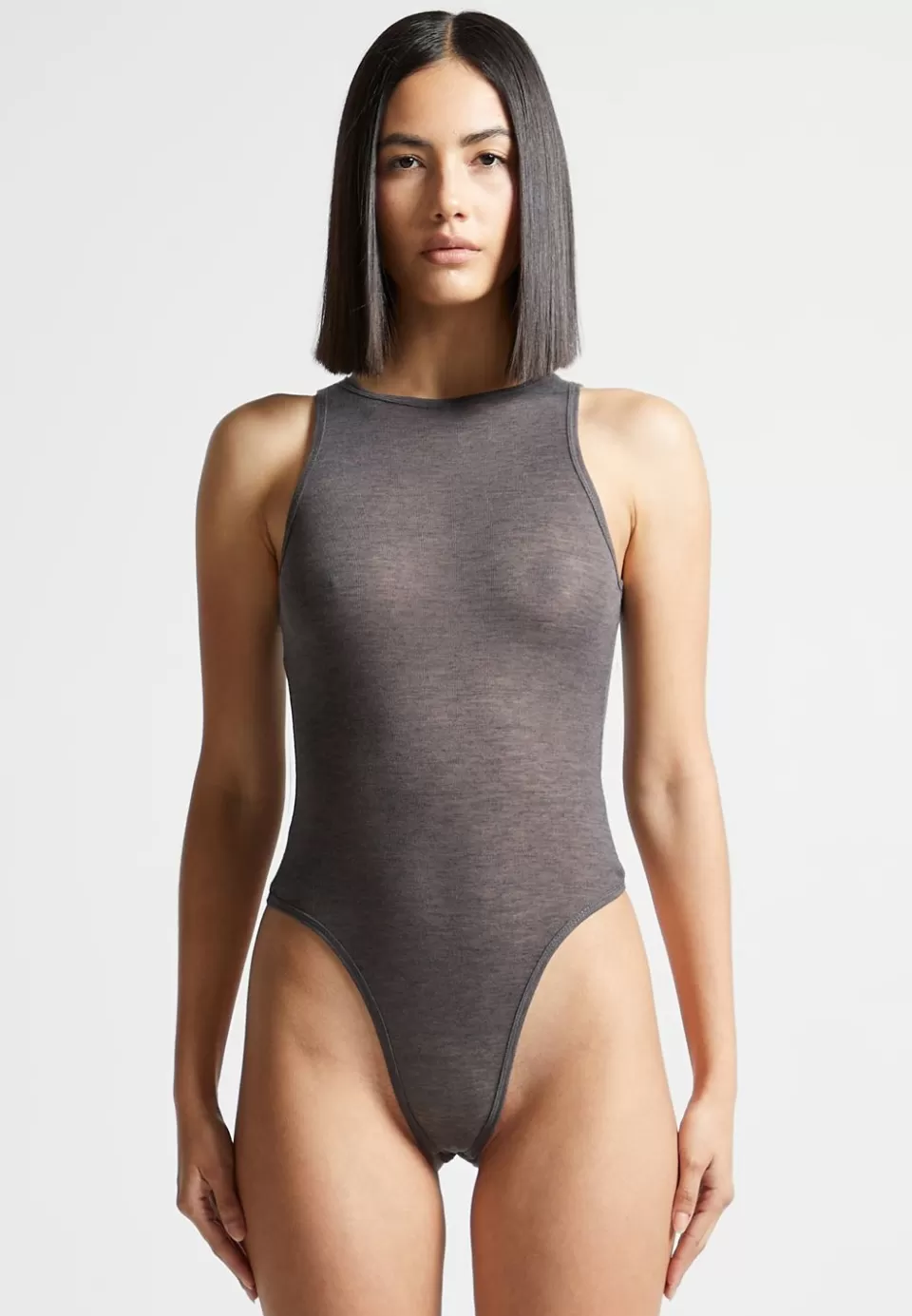 Manière De Voir Eternelle Sheer Racer Neck Bodysuit>Woman Bodysuits