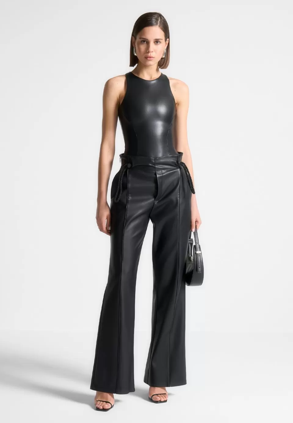 Manière De Voir Eternelle Vegan Leather Racer Neck Bodysuit>Woman Bodysuits