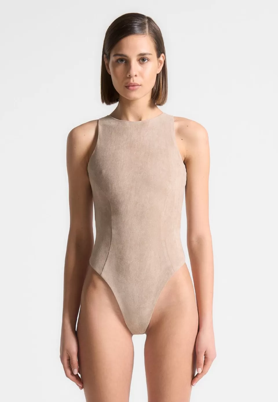 Manière De Voir Eternelle Vegan Suede Racer Neck Bodysuit>Woman Bodysuits