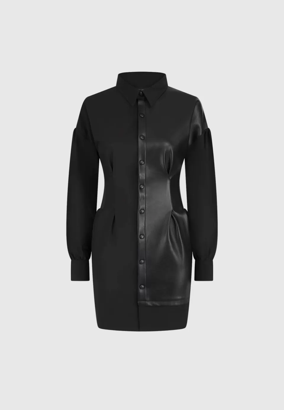 Manière De Voir Half Vegan Leather Shirt Dress>Woman Dresses