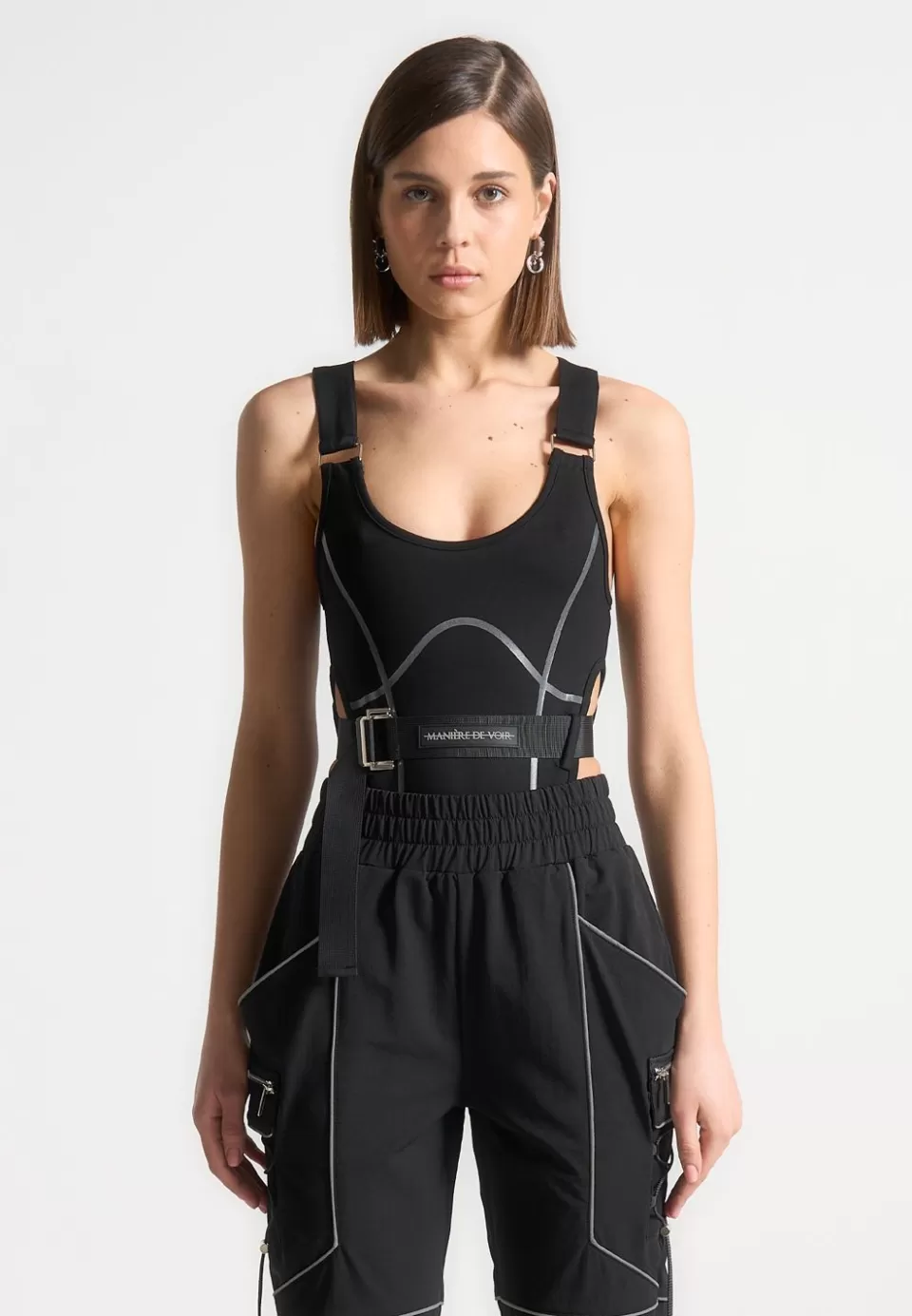 Manière De Voir High Leg Reflective Bodysuit>Woman Bodysuits