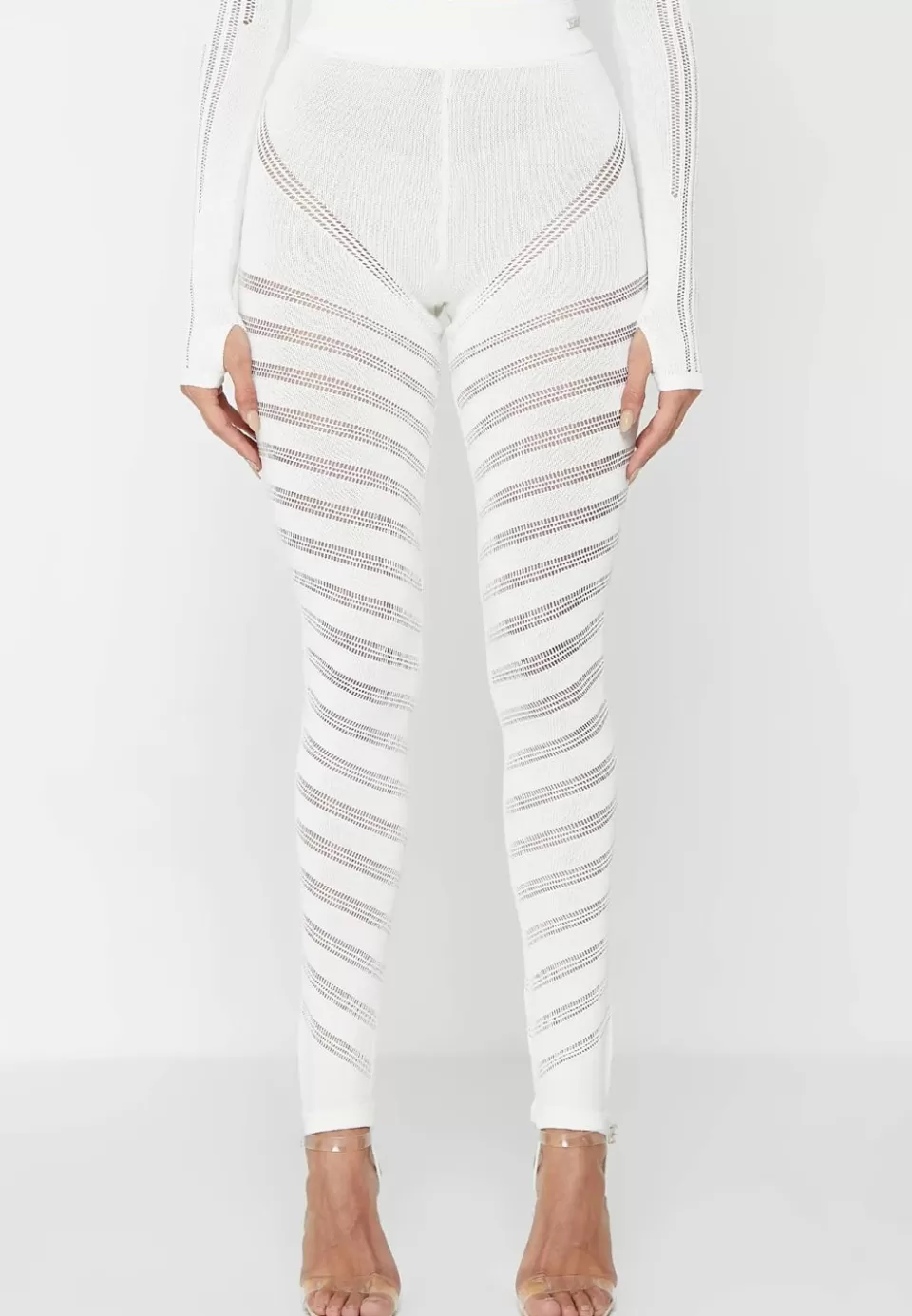 Manière De Voir High Waisted Knitted Spiral Contour Leggings>Woman Matching Sets