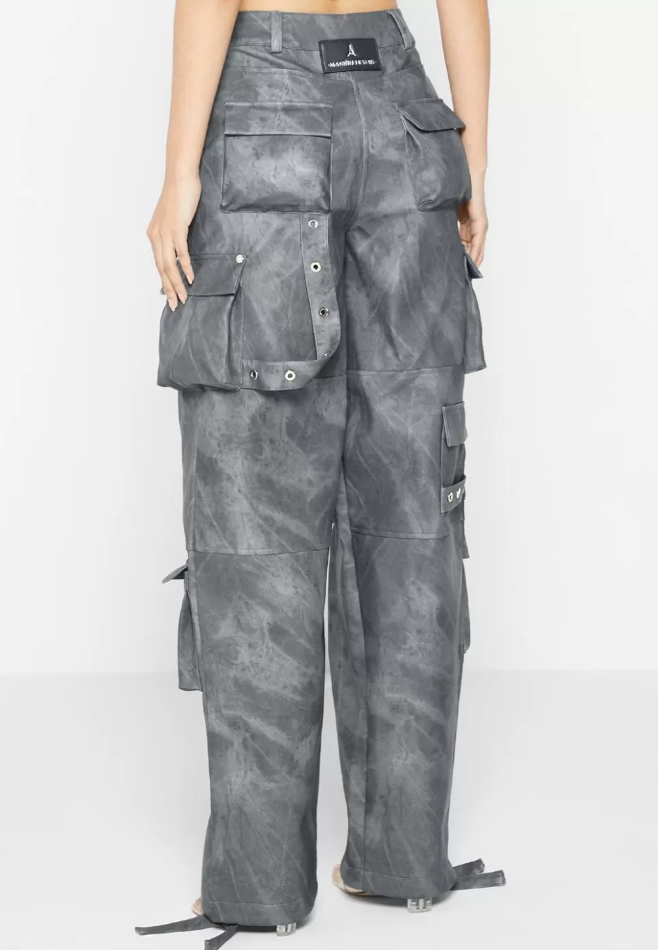 Manière De Voir High Waisted Vintage Marble Leather Cargo Pants - Washed>Woman Matching Sets