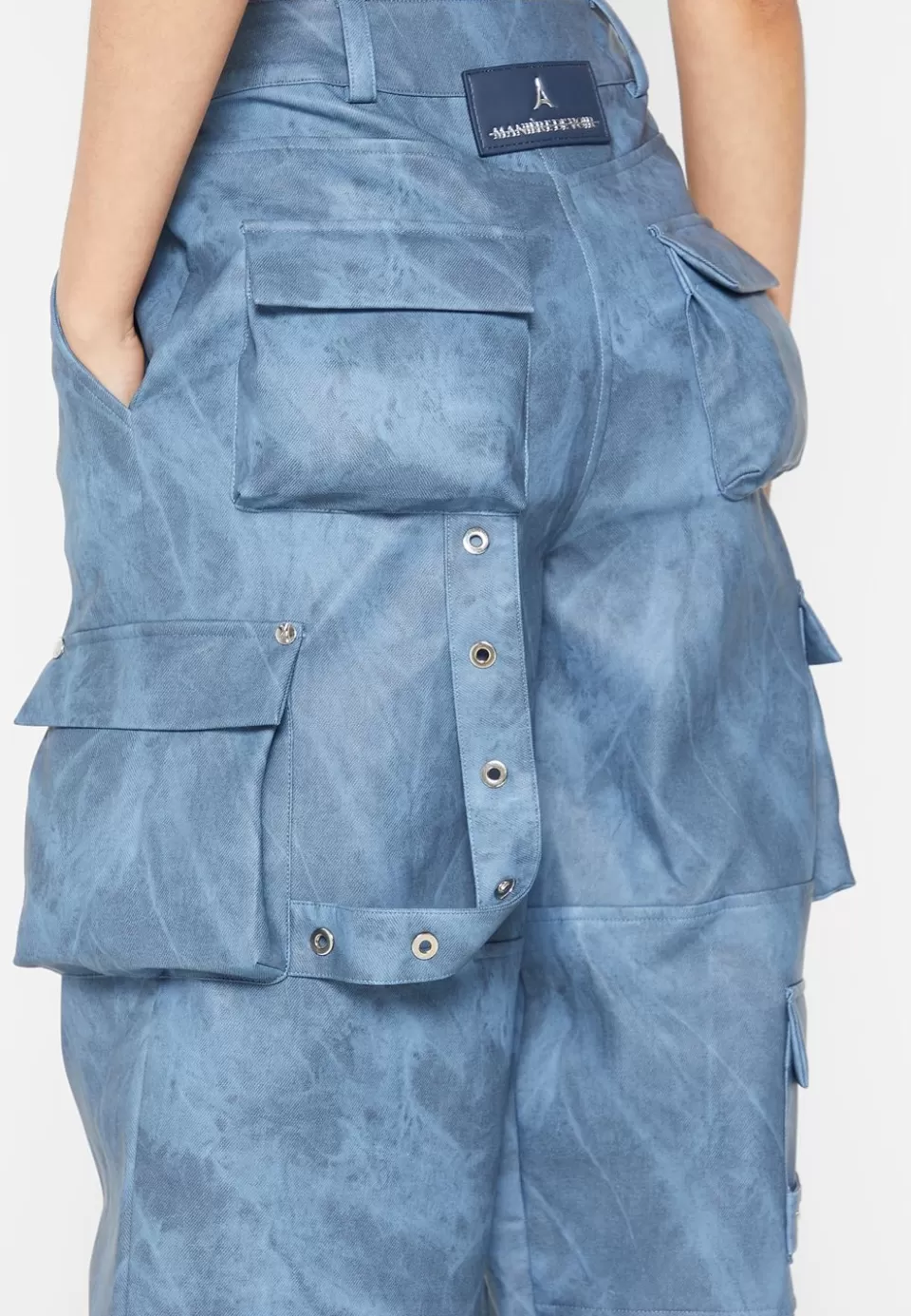 Manière De Voir High Waisted Vintage Marble Leather Cargo Pants - Washed>Woman Matching Sets