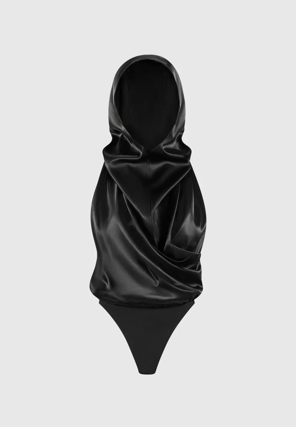 Manière De Voir Hooded Cowl Neck Satin Wrap Bodysuit>Woman Bodysuits