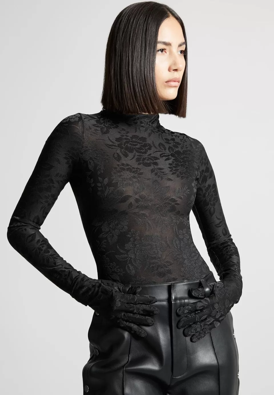 Manière De Voir Jacquard Bodysuit With Gloves>Woman Bodysuits