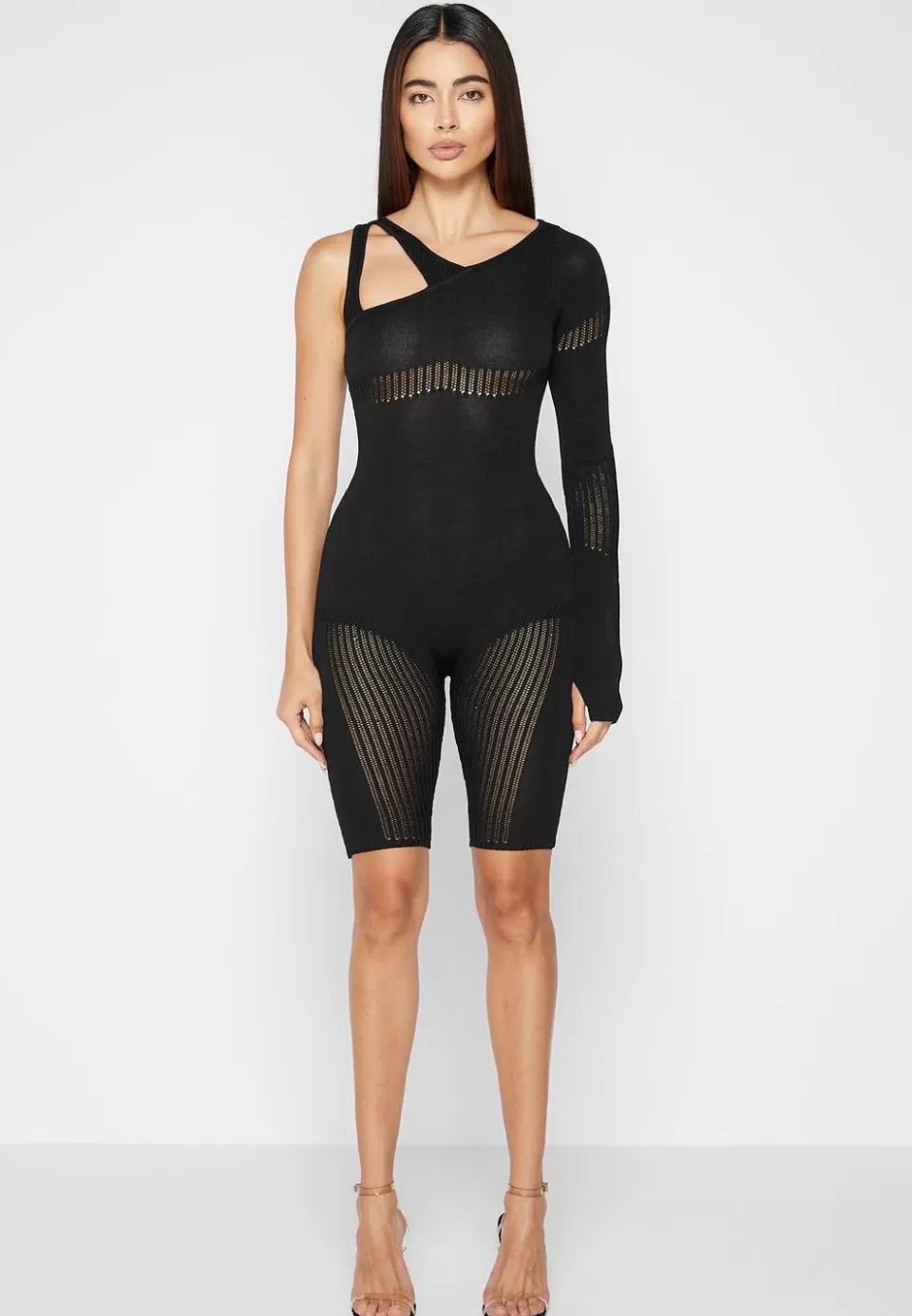 Manière De Voir Knitted Contour One Sleeve Playsuit>Woman Jumpsuits & Playsuits