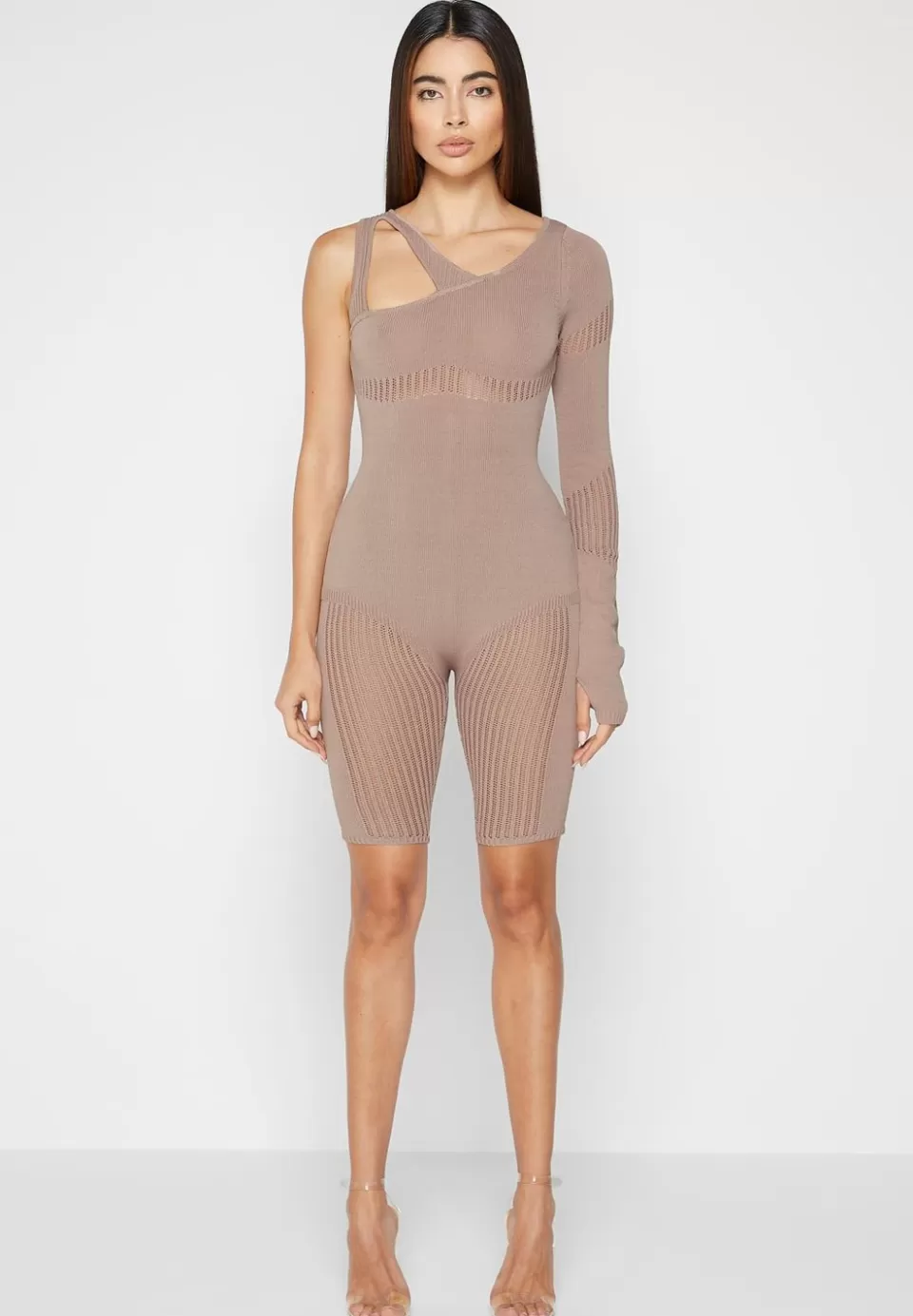 Manière De Voir Knitted Contour One Sleeve Playsuit>Woman Jumpsuits & Playsuits