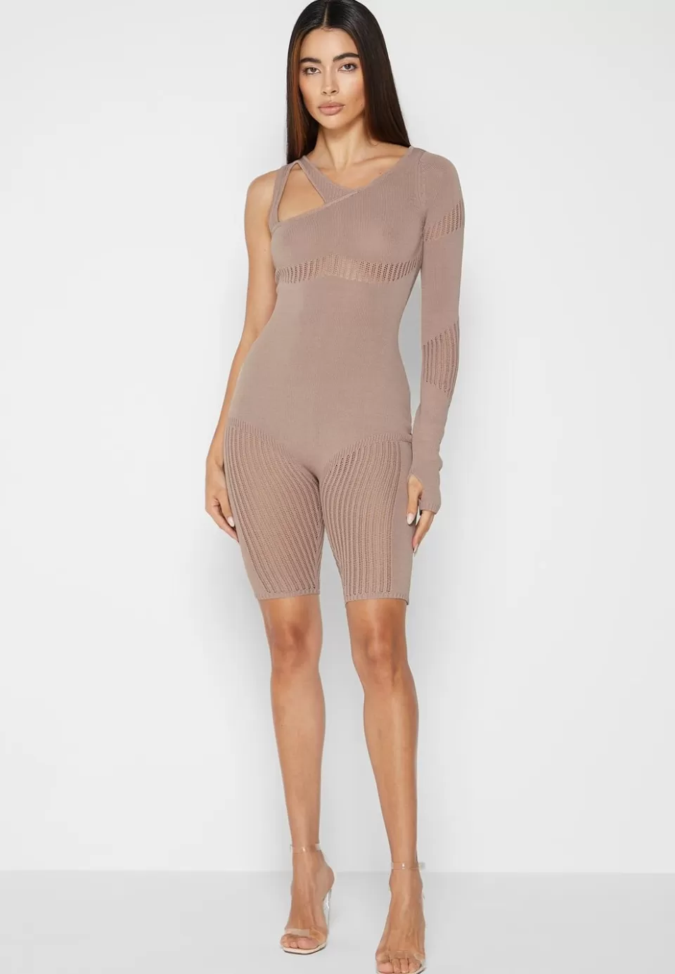Manière De Voir Knitted Contour One Sleeve Playsuit>Woman Jumpsuits & Playsuits