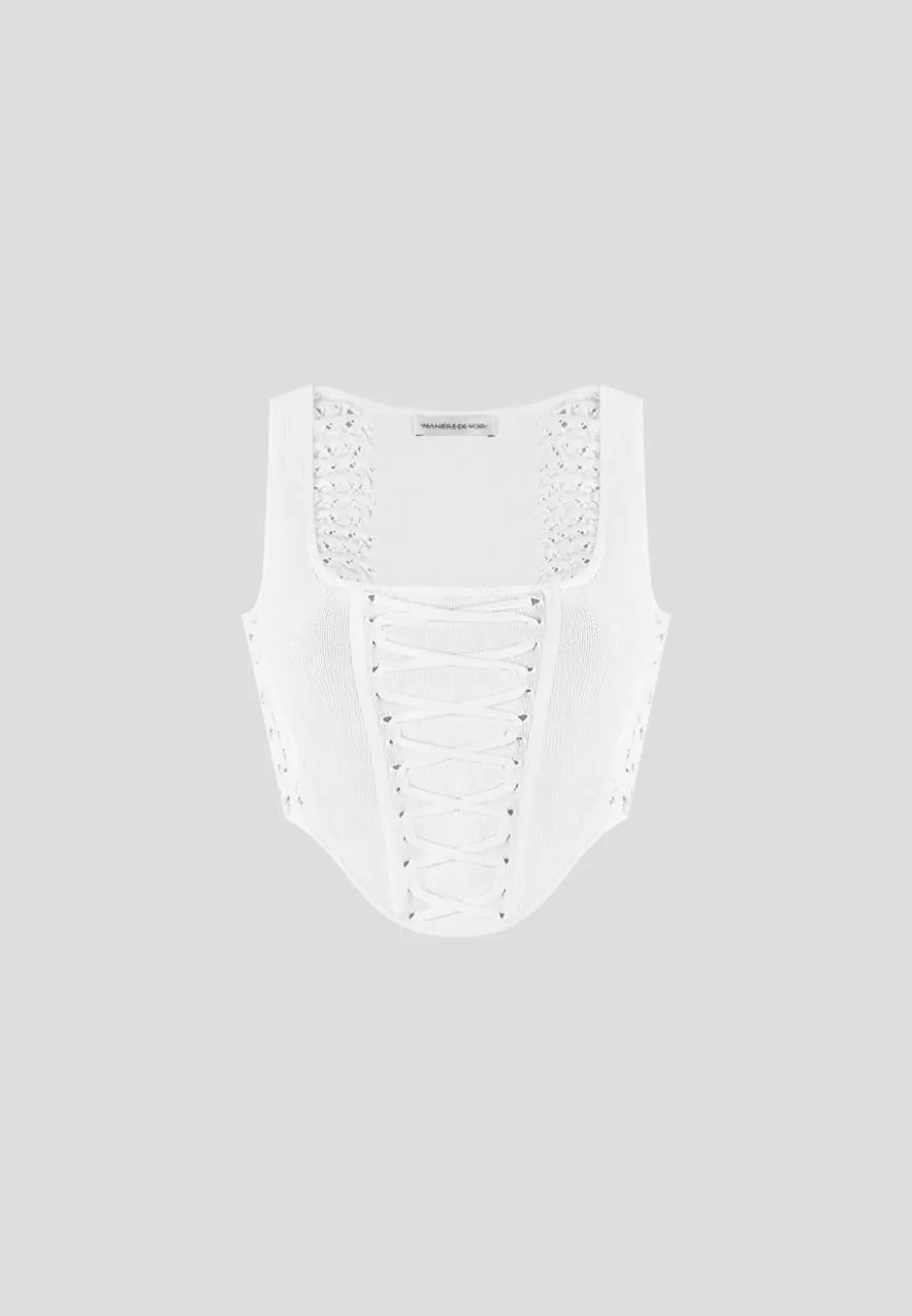 Manière De Voir Knitted Lace Up Corset Top>Woman Matching Sets