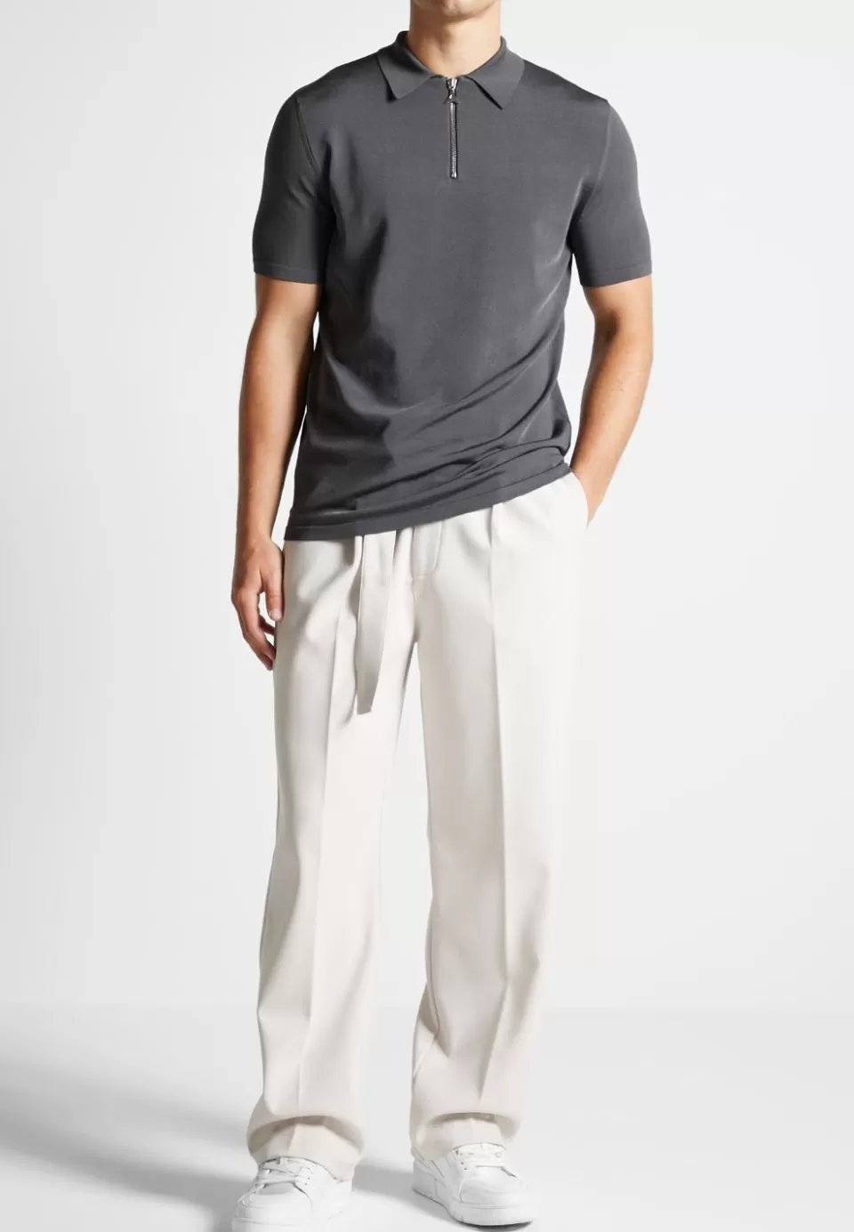 Manière De Voir Luxe Polo Top With Zip>Man Polo Tops