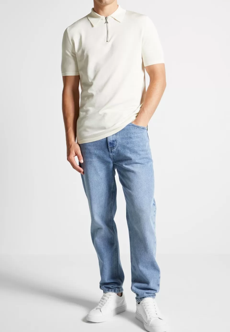 Manière De Voir Luxe Polo Top With Zip>Man Polo Tops