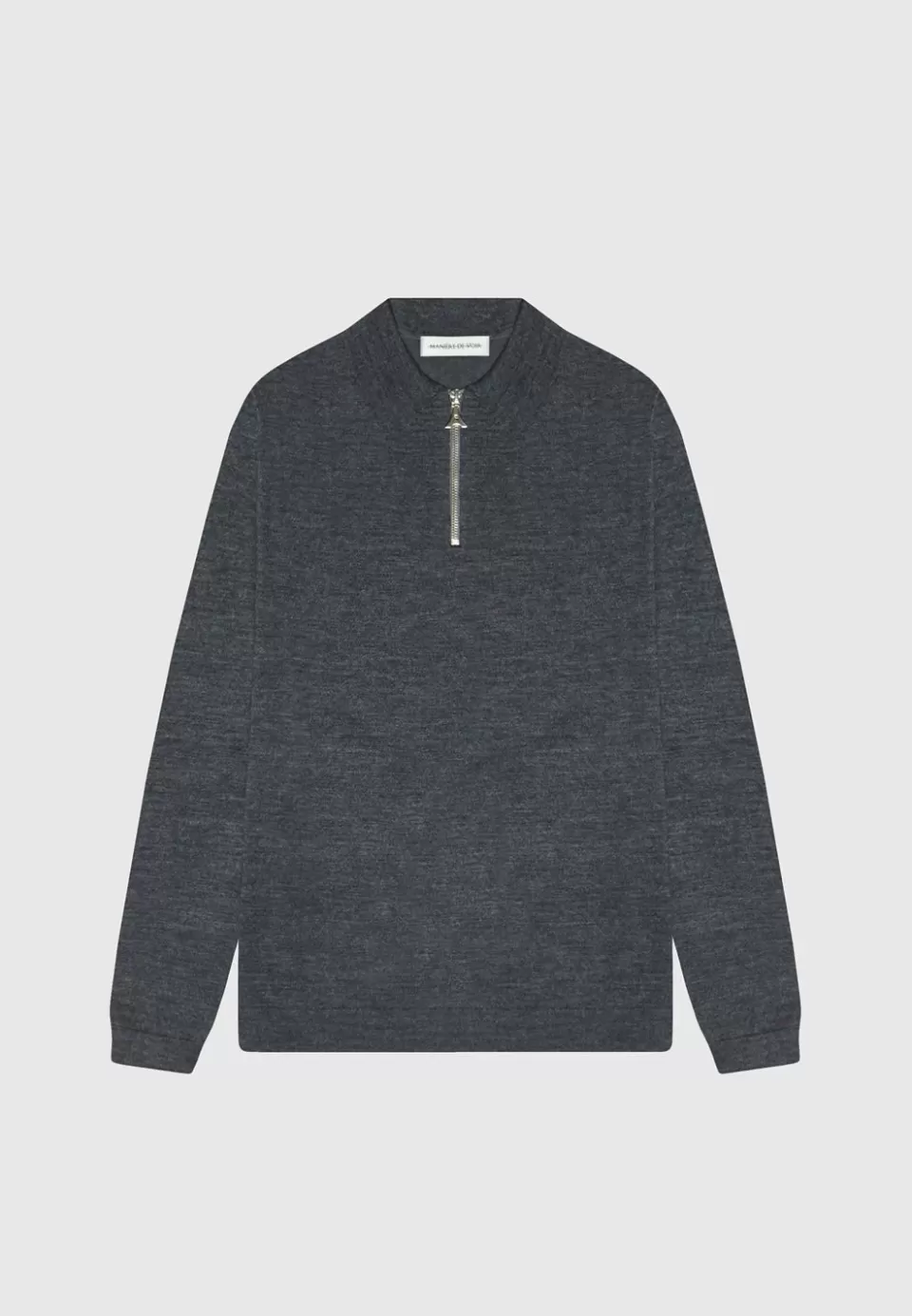 Manière De Voir Merino Wool Long Sleeve Polo Top With Zip>Man Polo Tops