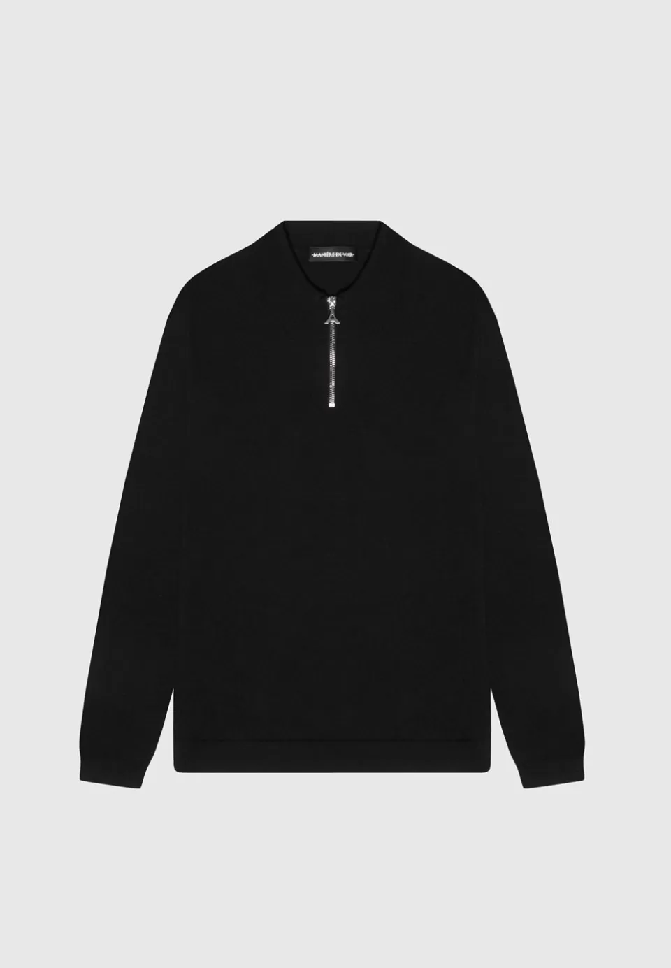 Manière De Voir Merino Wool Long Sleeve Polo Top With Zip>Man Polo Tops