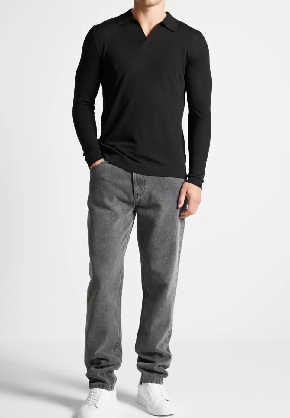 Manière De Voir Merino Wool Long Sleeve Revere Polo Shirt>Man Polo Tops