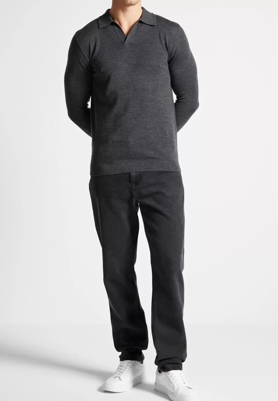 Manière De Voir Merino Wool Long Sleeve Revere Polo Shirt>Man Polo Tops