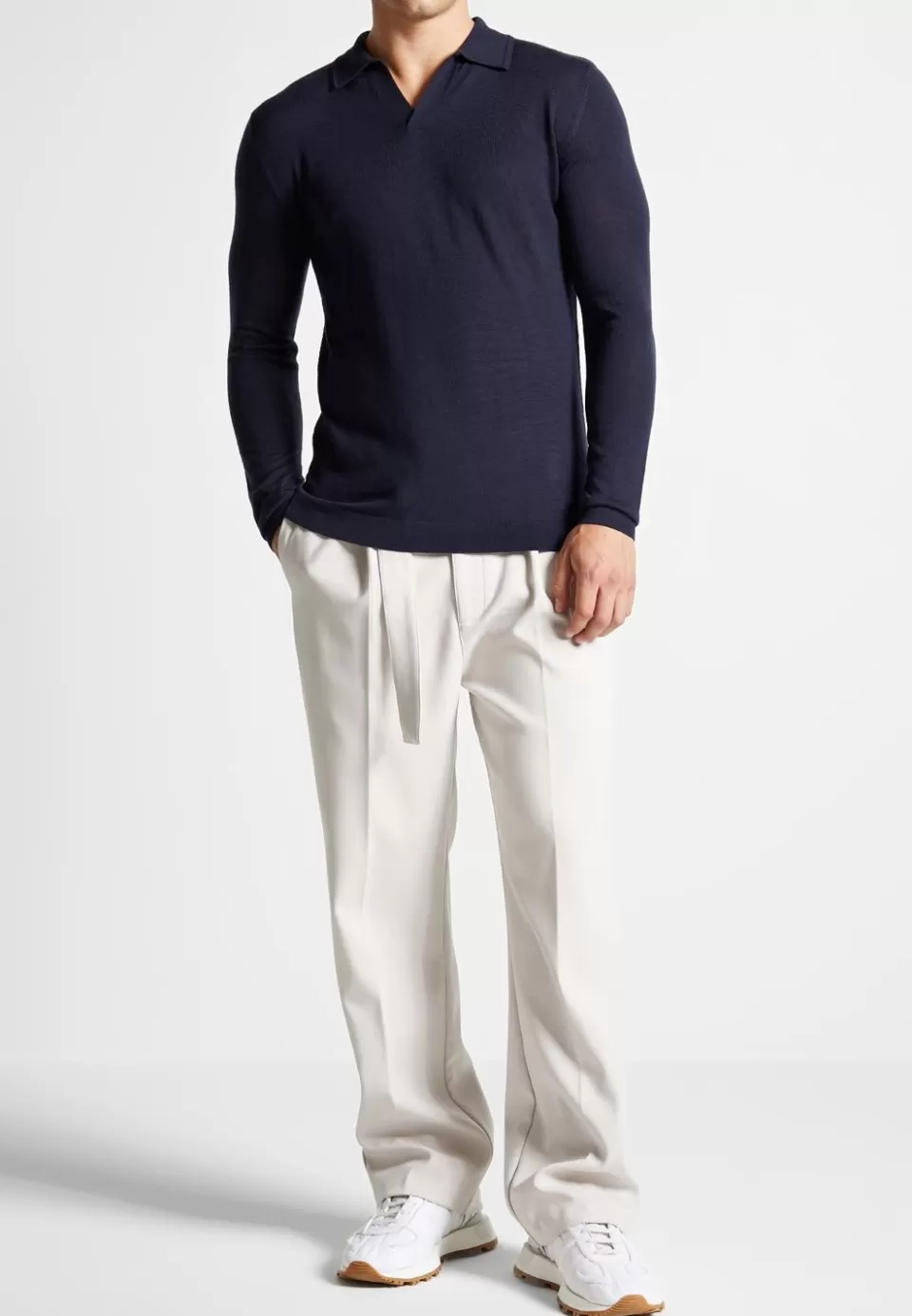 Manière De Voir Merino Wool Long Sleeve Revere Polo Shirt>Man Polo Tops