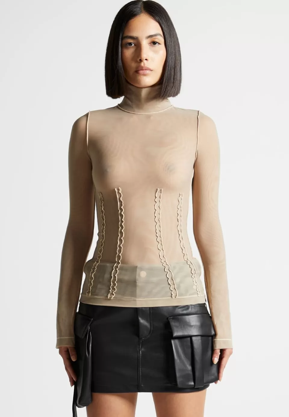 Manière De Voir Mesh Double Layer Top>Woman Tops & T Shirts