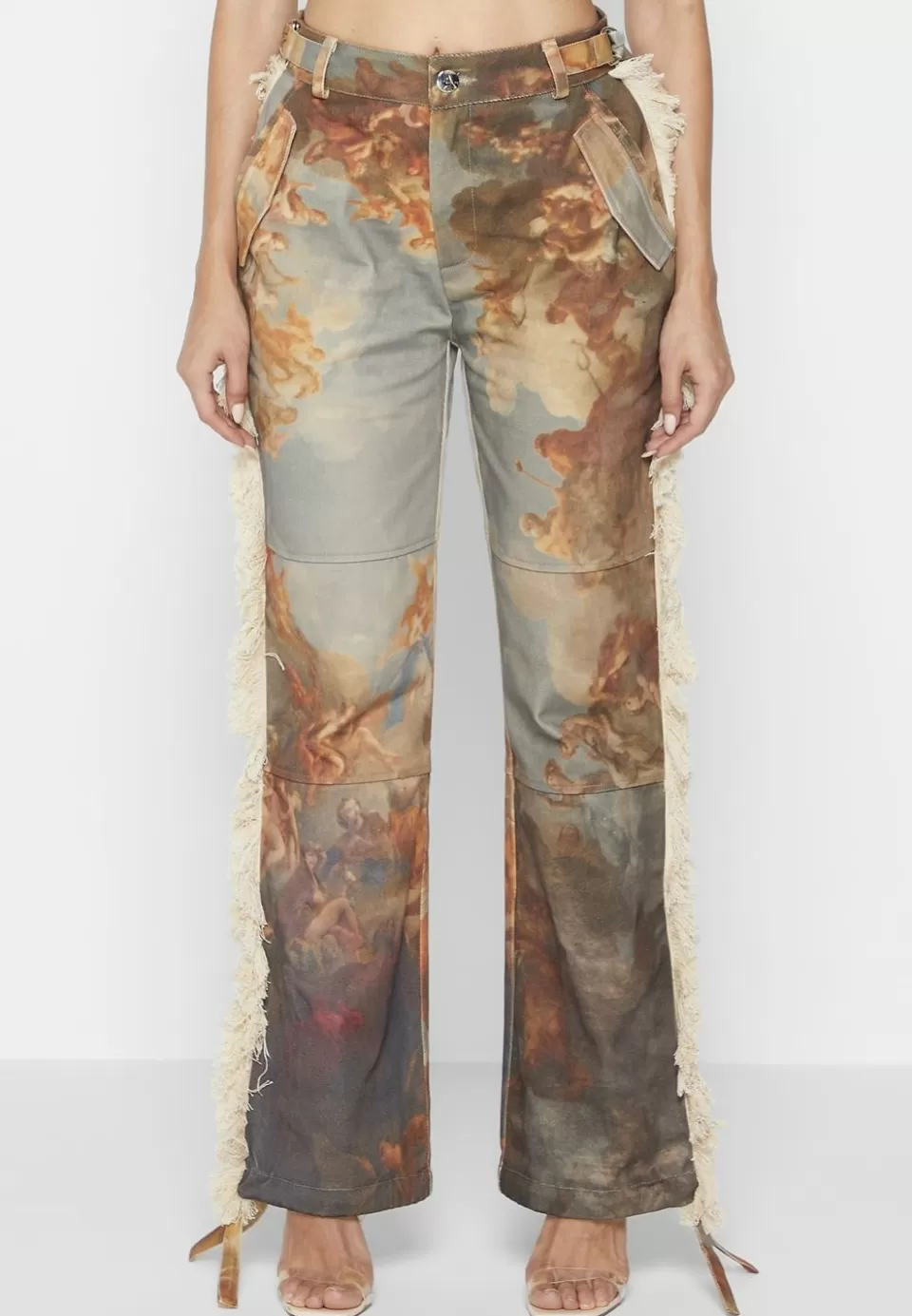 Manière De Voir Mid Rise Art Cargo Pants With Tassels>Woman Matching Sets
