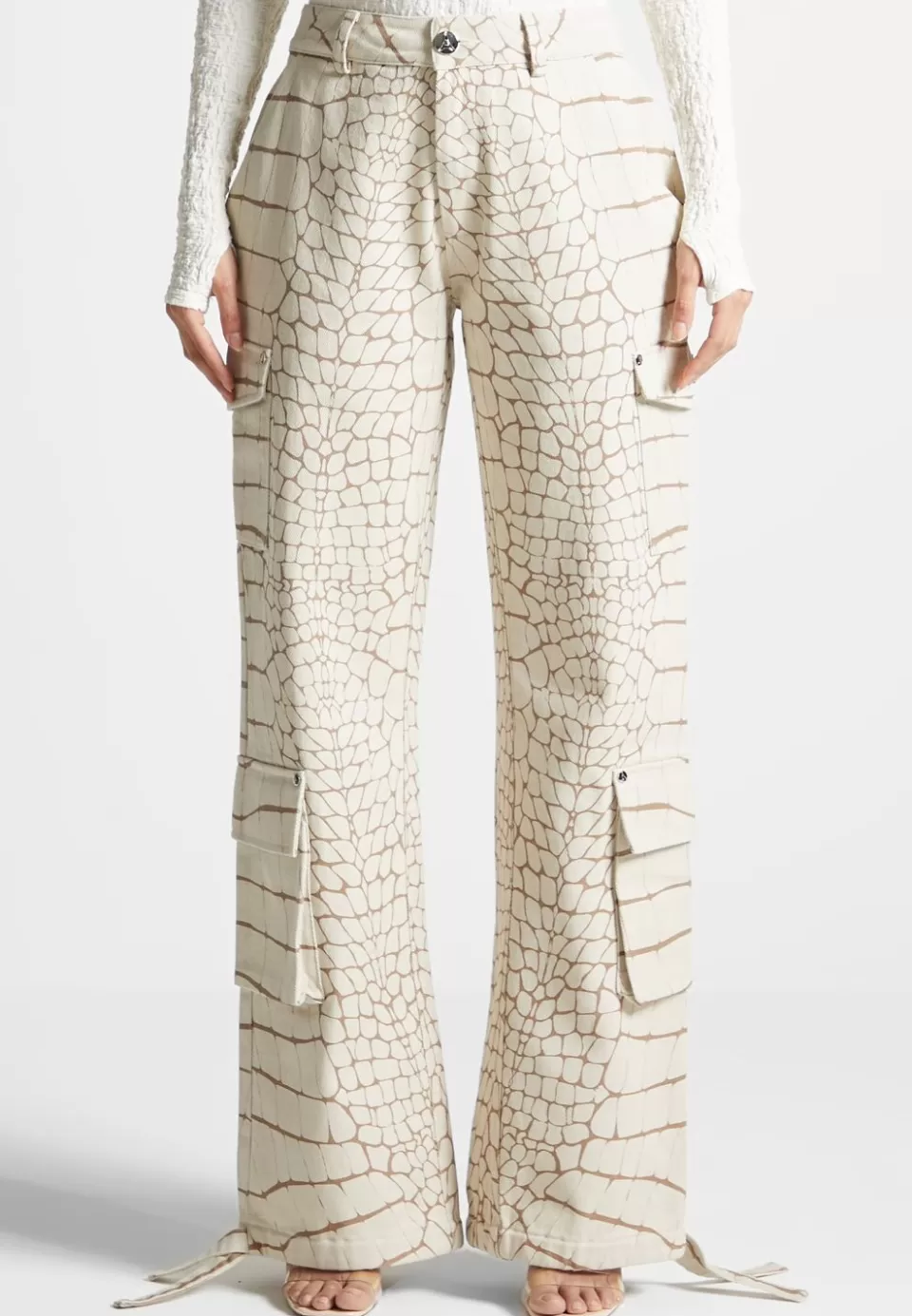Manière De Voir Mid Rise Croc Print Cargo Pants>Woman Cargo Pants & Joggers