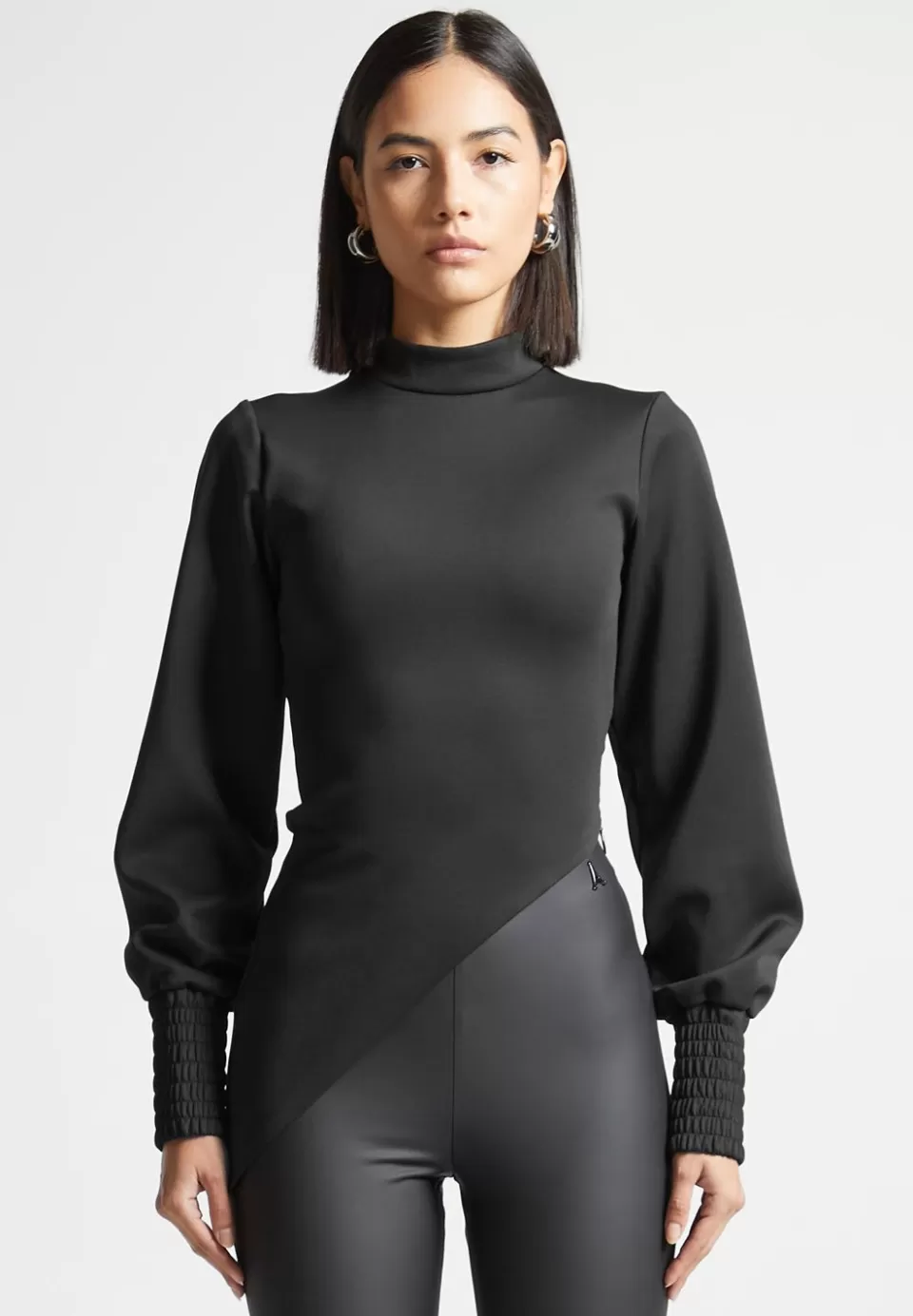 Manière De Voir Mock Neck Asymmetric Top>Woman Tops & T Shirts