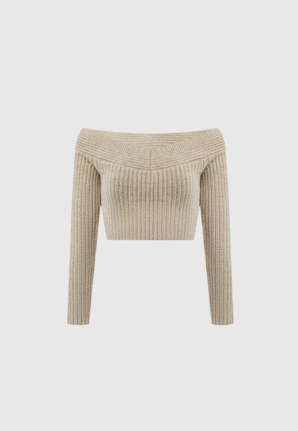 Manière De Voir Off Shoulder Knit Crop Top>Woman Knitwear