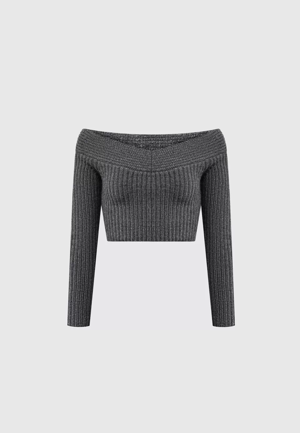 Manière De Voir Off Shoulder Knit Crop Top>Woman Knitwear