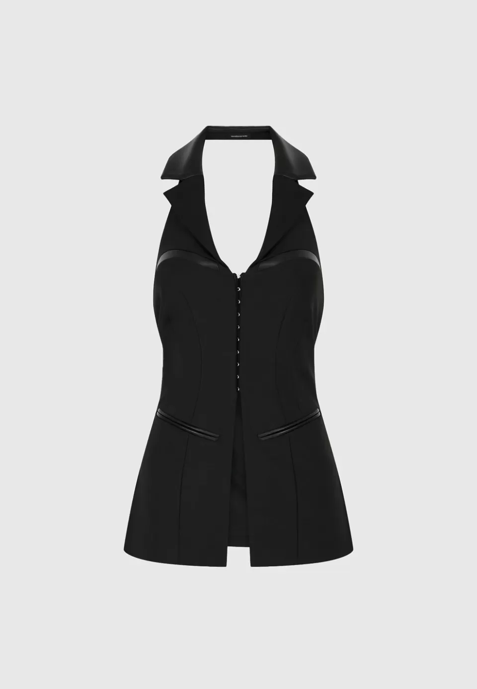 Manière De Voir Open Back Waistcoat With Vegan Leather>Woman Blazers & Waistcoats