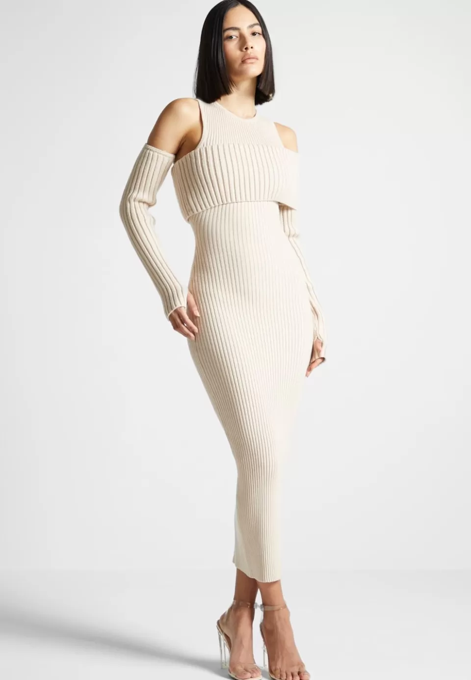 Manière De Voir Overlay Knitted Midaxi Dress>Woman Knitwear