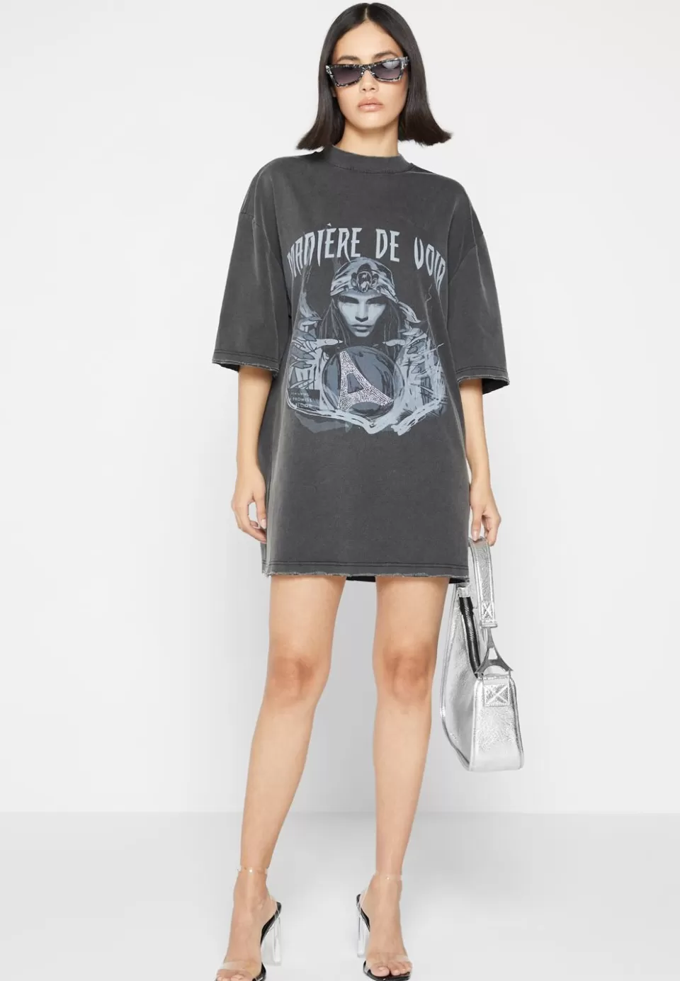 Manière De Voir Oversized Rhinestone T-Shirt Dress>Woman Dresses