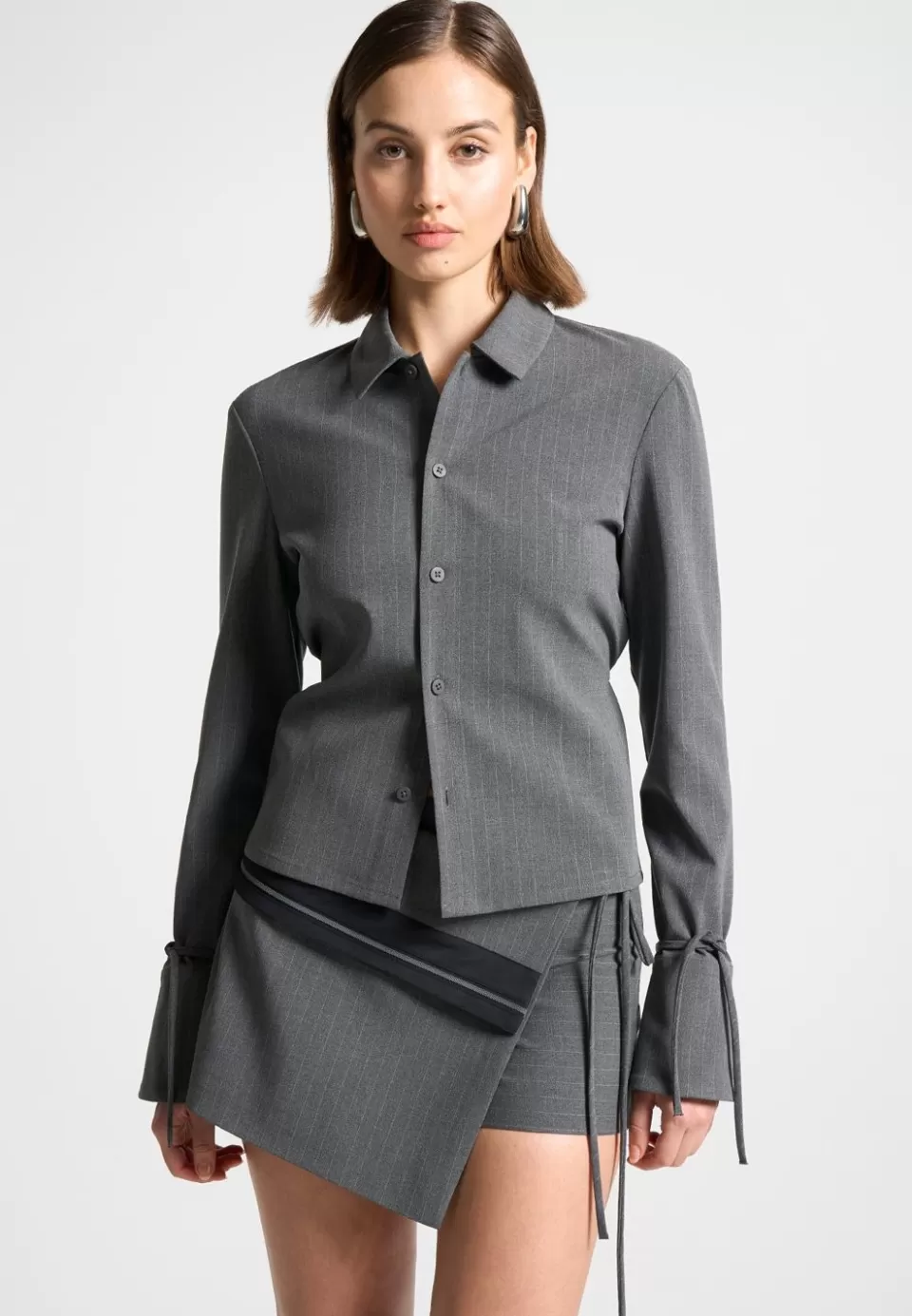 Manière De Voir Pinstripe Cinch Tailored Shirt With Ties>Woman Shirts
