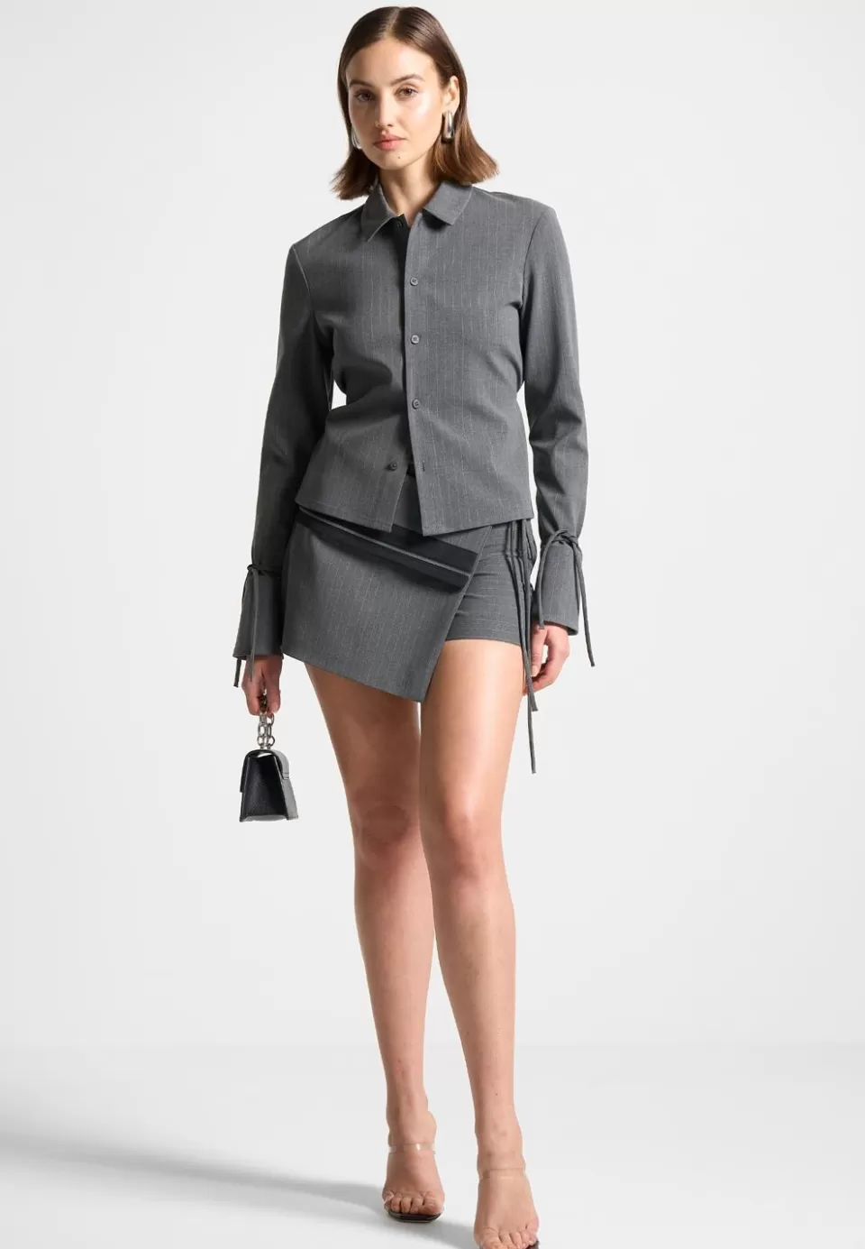 Manière De Voir Pinstripe Cinch Tailored Shirt With Ties>Woman Shirts