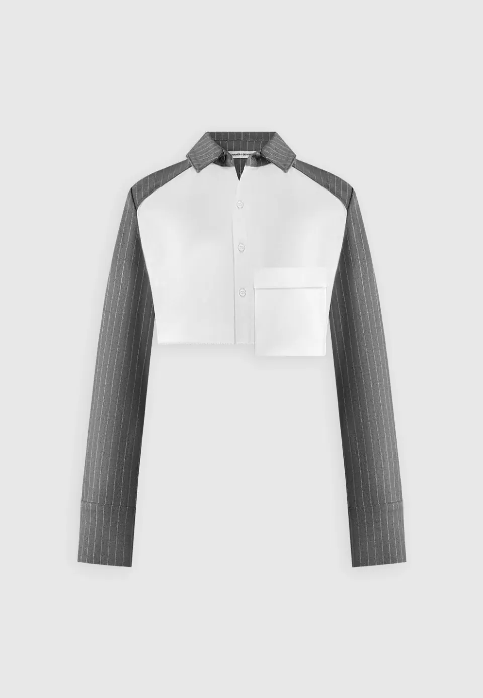Manière De Voir Pinstripe Contrast Cropped Shirt - Grey>Woman Shirts