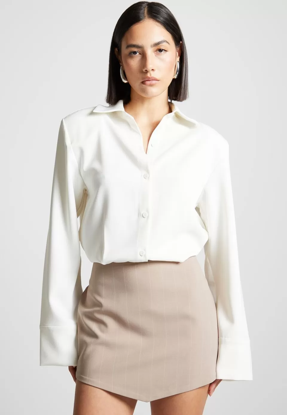Manière De Voir Pinstripe Skirt Shirt Dress>Woman Dresses