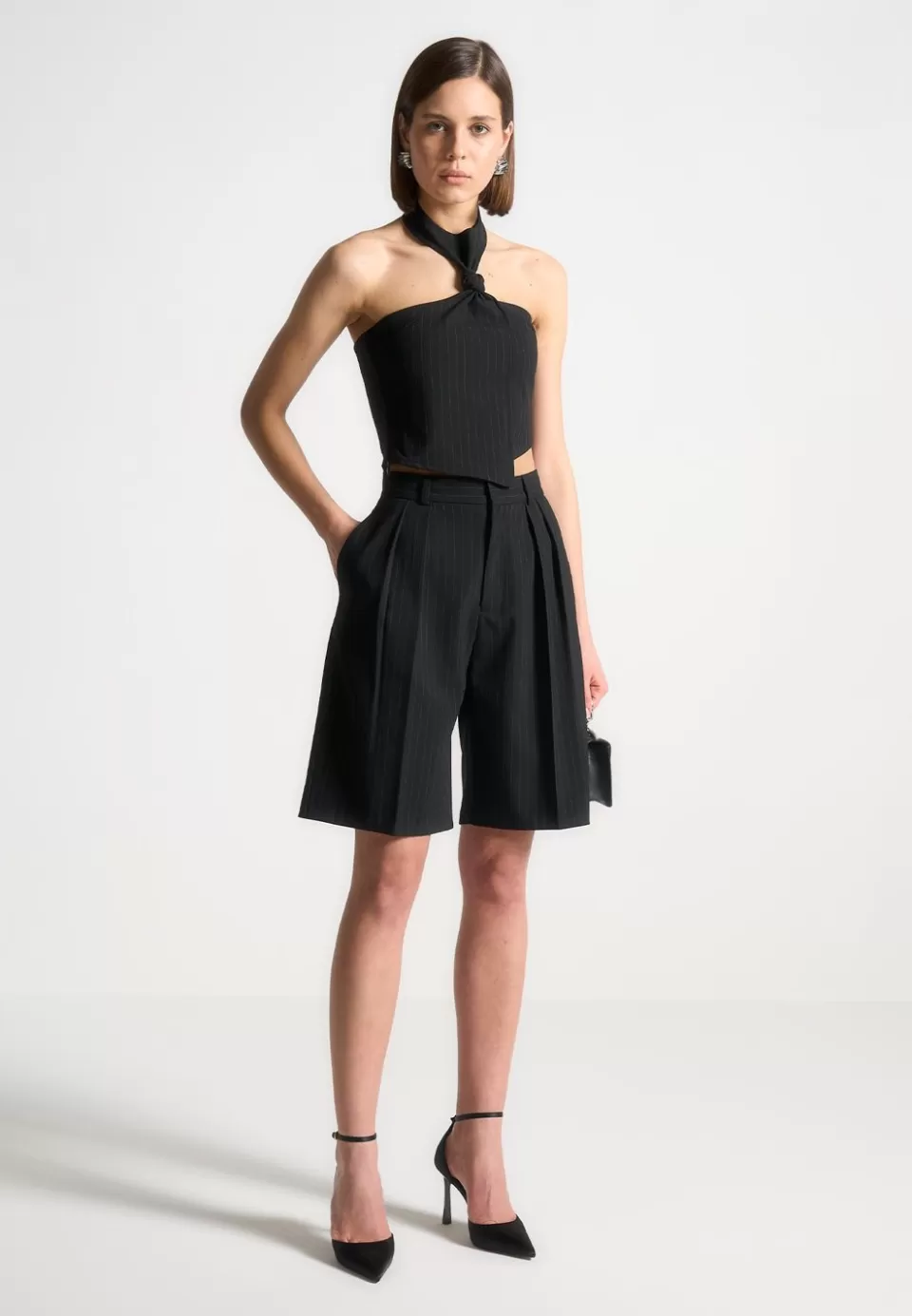 Manière De Voir Pinstripe Tailored City Shorts>Woman Shorts