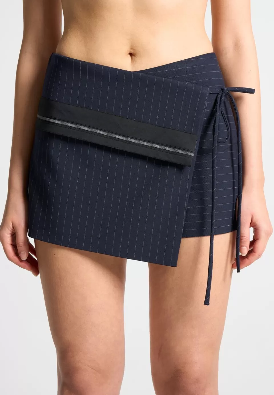 Manière De Voir Pinstripe Tailored Mini Skort With Tie>Woman Skirts