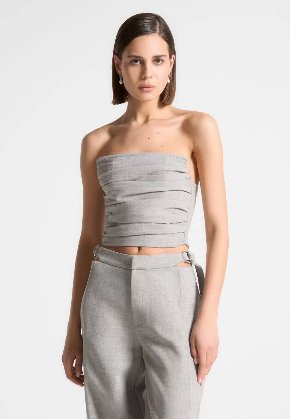 Manière De Voir Pleated Bandeau Melange Corset Top>Woman Tops & T Shirts