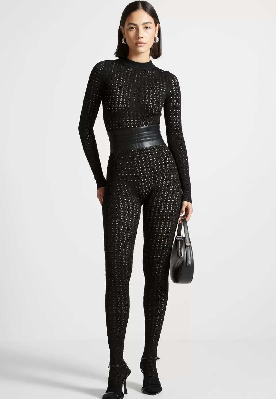 Manière De Voir Pointelle Knit Long Sleeve Jumpsuit With Belt>Woman Jumpsuits & Playsuits