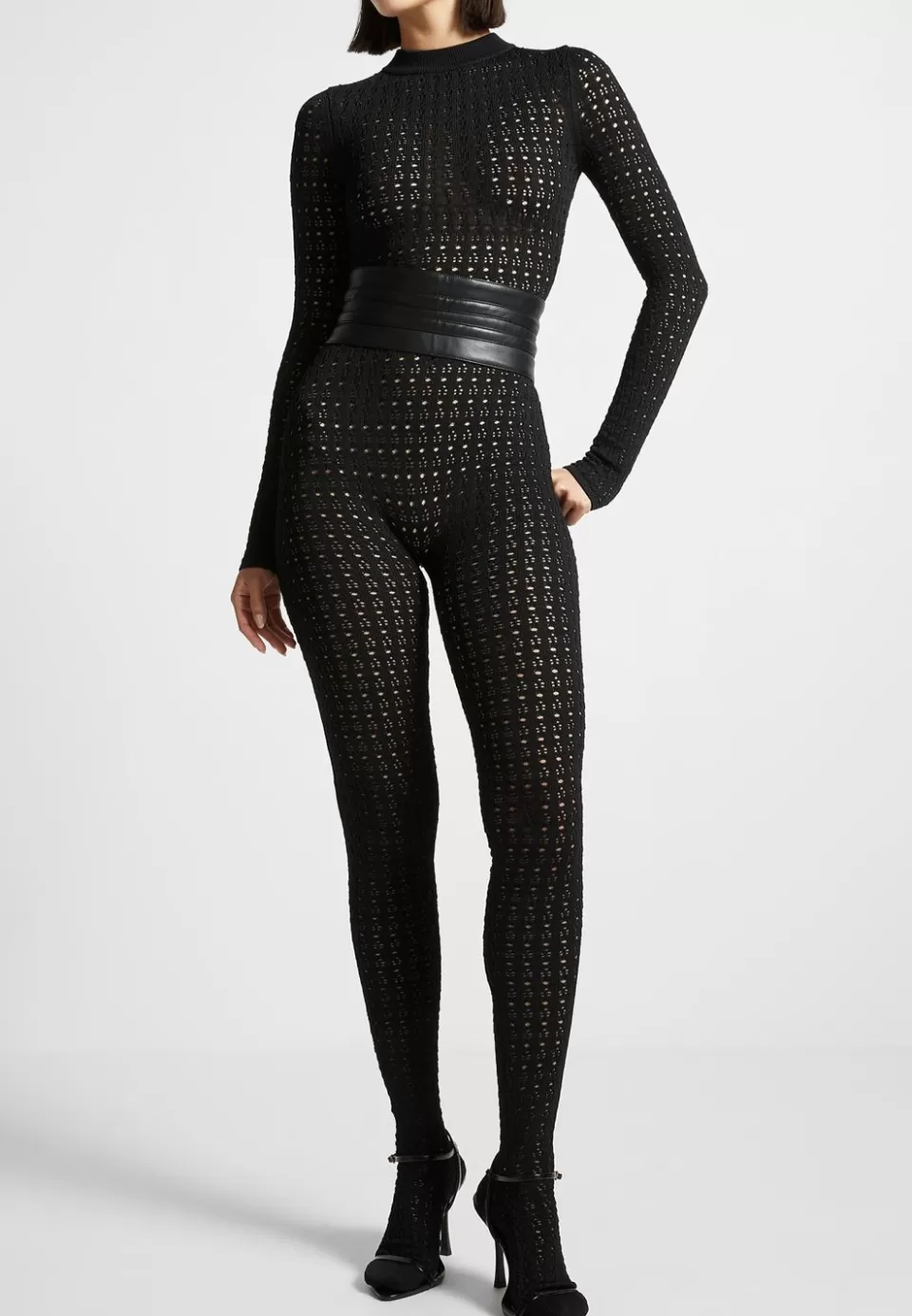 Manière De Voir Pointelle Knit Long Sleeve Jumpsuit With Belt>Woman Jumpsuits & Playsuits