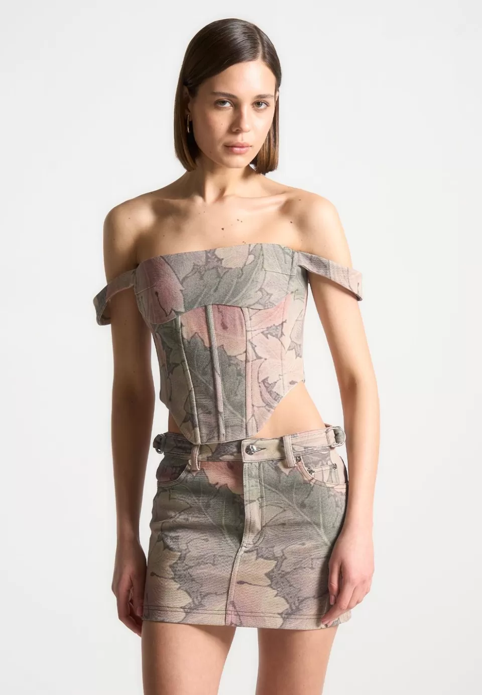 Manière De Voir Renaissance Camo Bardot Corset Top>Woman Matching Sets