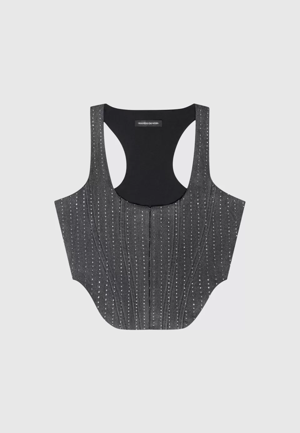 Manière De Voir Rhinestone Denim Corset>Woman Matching Sets