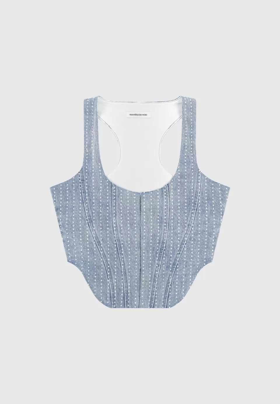 Manière De Voir Rhinestone Denim Corset>Woman Tops & T Shirts