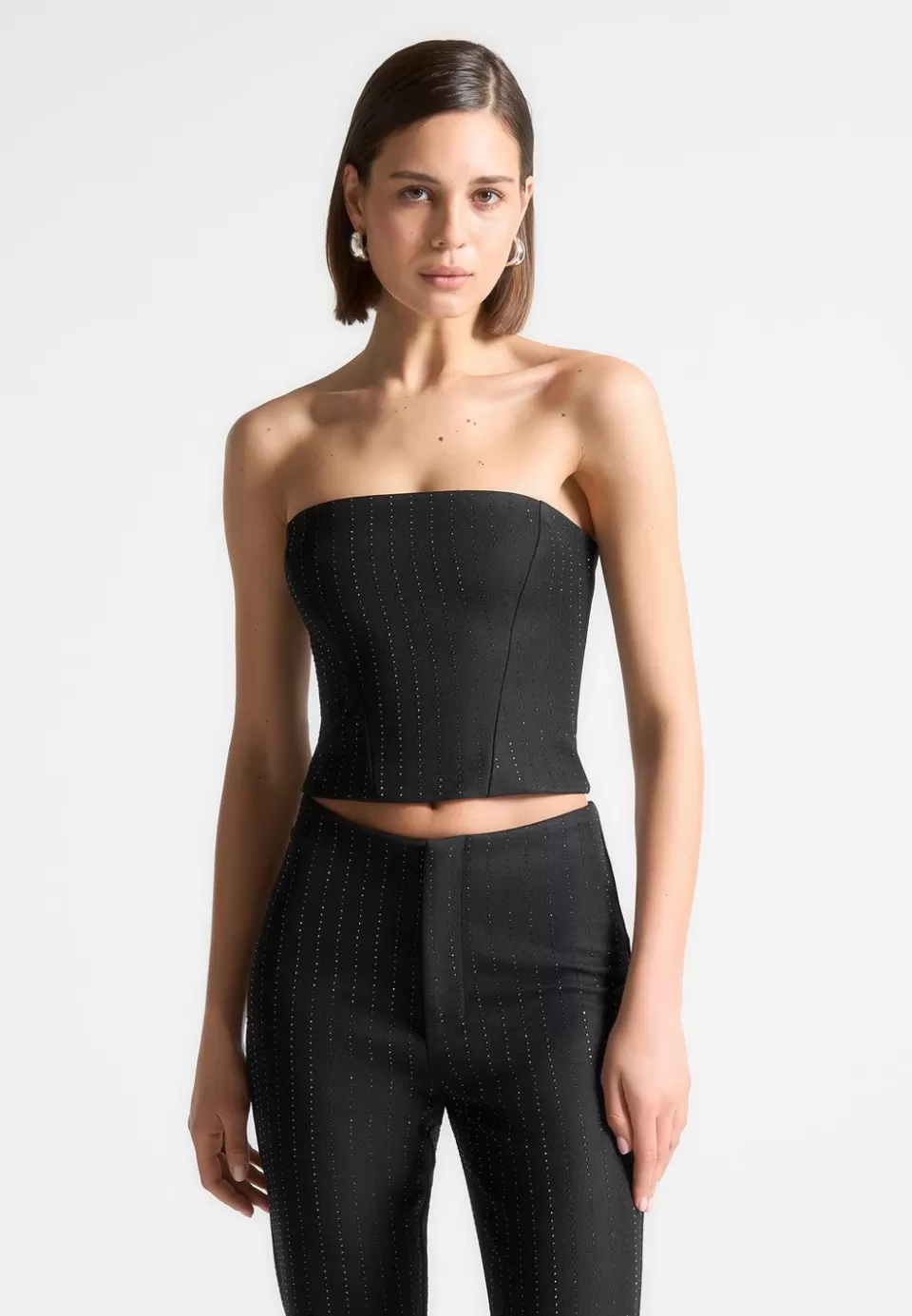 Manière De Voir Rhinestone Tailored Bandeau Corset Top>Woman Tops & T Shirts