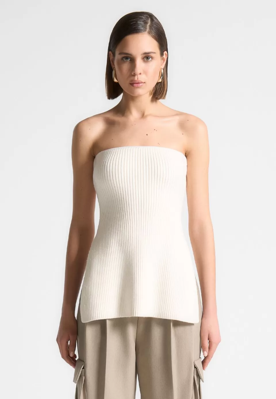 Manière De Voir Rib Knit Longline Bandeau Top>Woman Knitwear