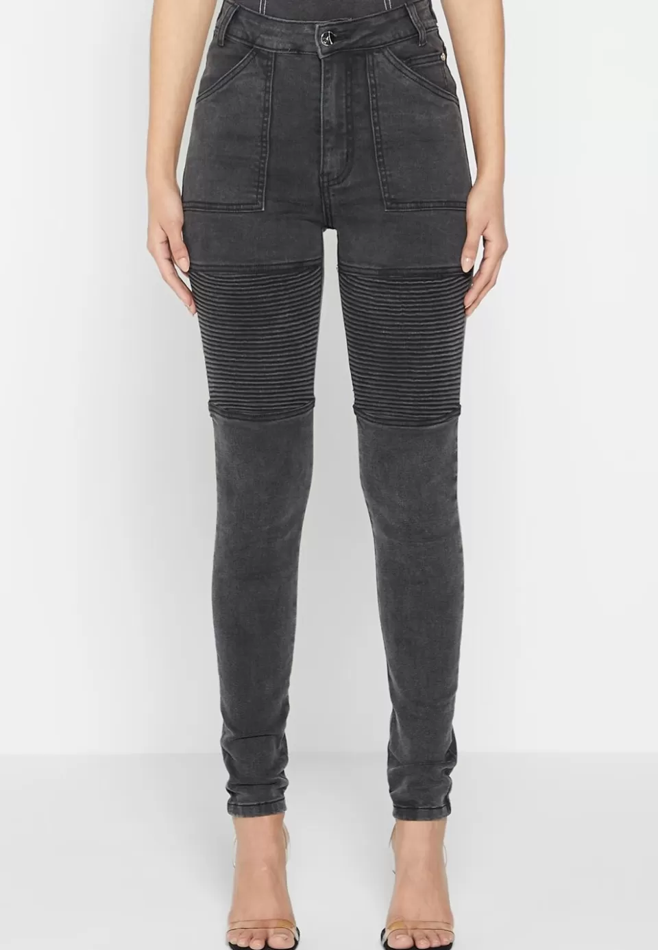 Manière De Voir Ribbed Biker Skinny Jeans>Woman Jeans